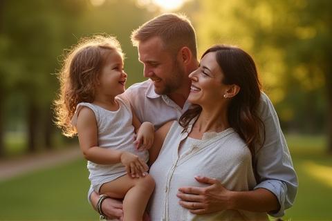 A warm and candid family portrait captured outdoors