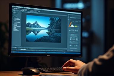 Computer screen showing photo editing software